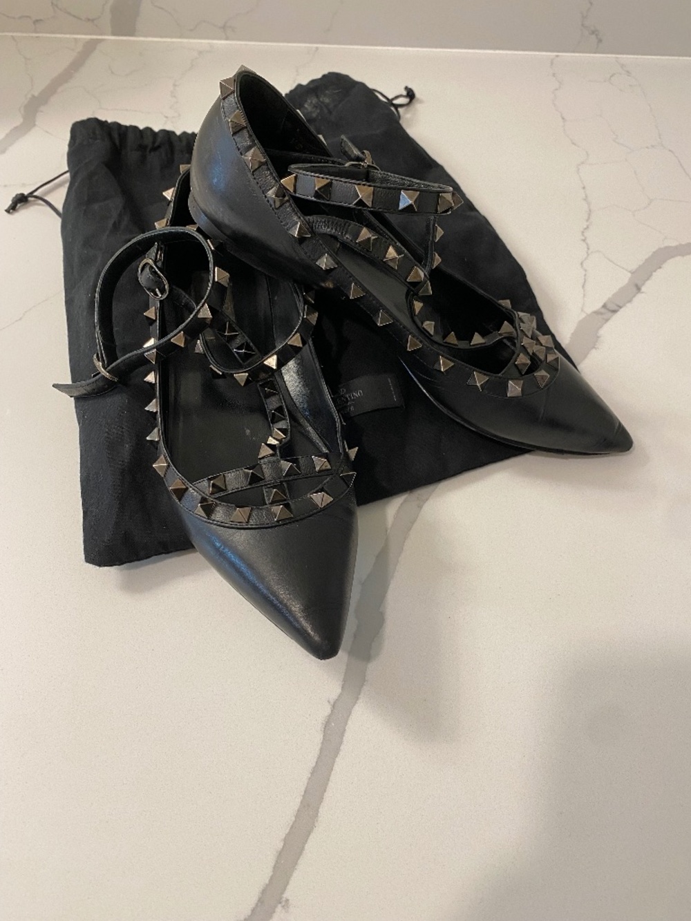 Valentino Rockstud Flats Noir 37 1/2